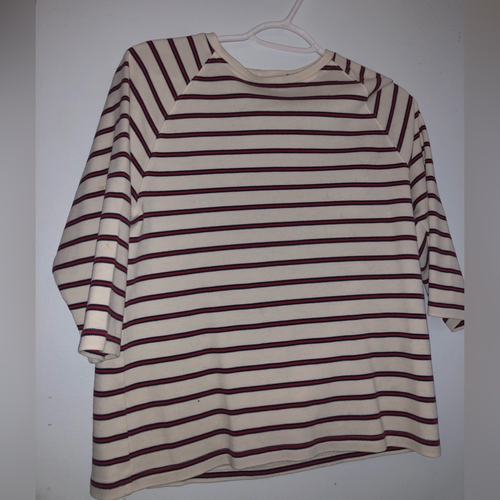 Karen Scott Red Striped Quarterlength Sleeve Shirt
